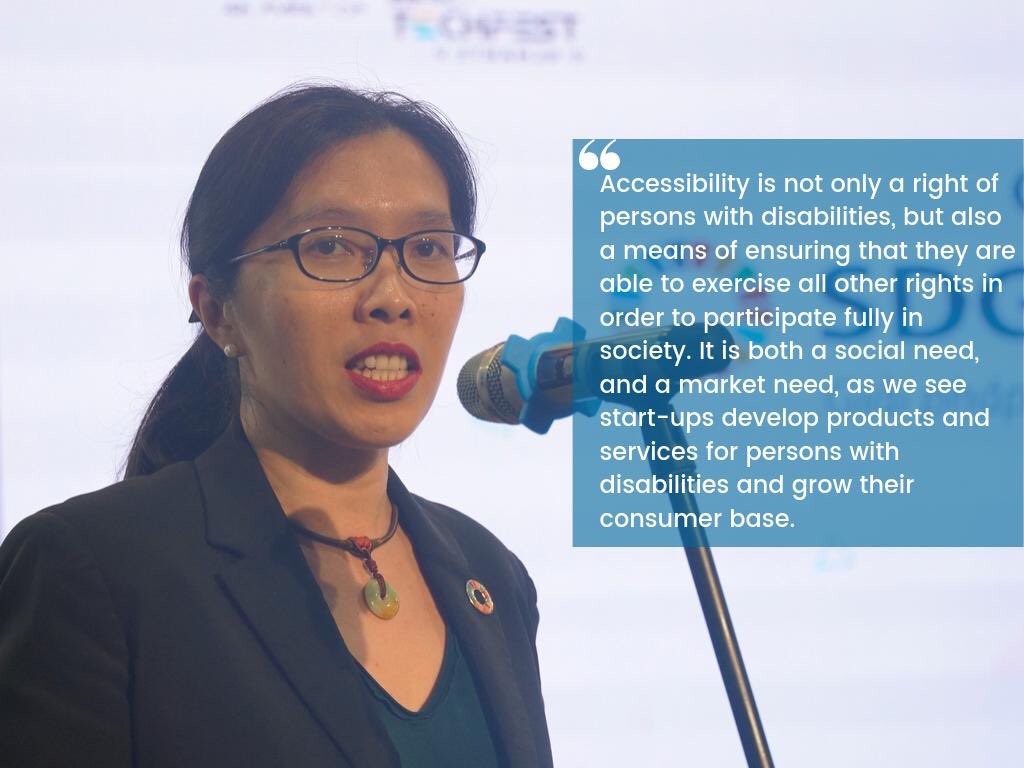 UNDPVietNam's tweet image. #Live from the Final Round of the #SDGChallenge: UNDP Assistant Resident Representative @CatherinePhuong thanks Vietnamese #entrepreneurs for taking part in the competition and working so hard to find #solutions to support #PersonsWithDisabilities. 
👉Stay tuned for the results