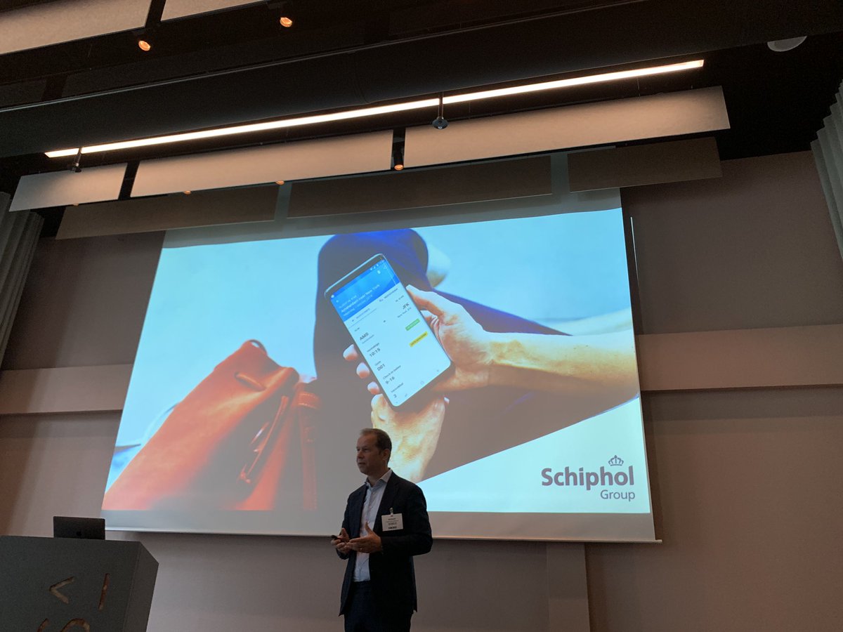 camarquez's tweet photo. 40% of the passengers @Schiphol use their app. Unbelievable adoption... #ERE19 https://t.co/60CumKhogN