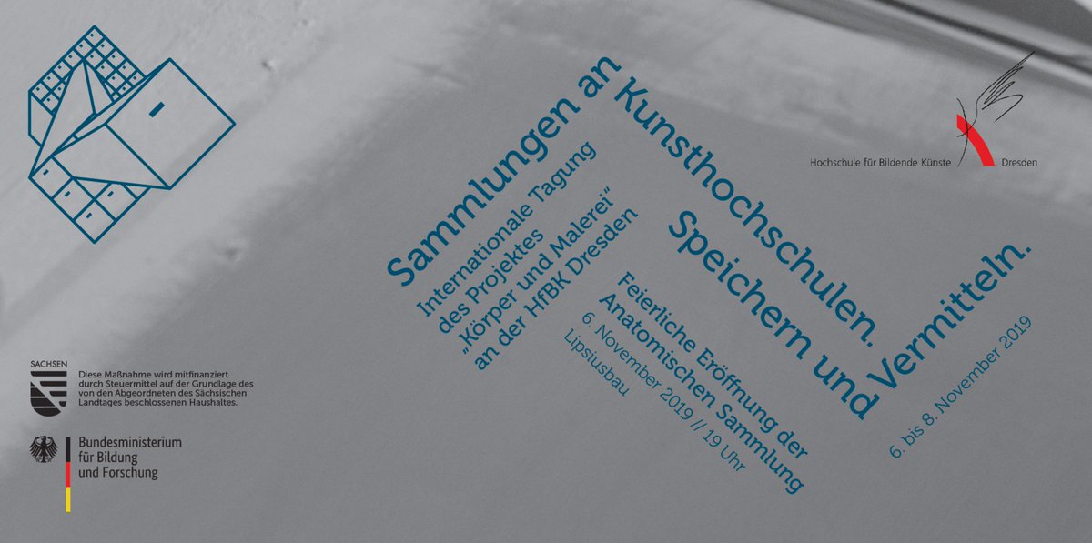 HfBK_Dresden's tweet photo. @ecco_eu @artonomia @BMBF_Bund Internationale Tagung „Sammlungen an Kunsthochschulen. Speichern und Vermitteln“ 06.-08.11.19
Programm: https://t.co/Fkdv562IXg

Verbindliche Anmeldungen bis 15.10.2019 unter: huhn@hfbk-dresden.de
#EUDayConservationRestoration
#ECCOCommunity
@ecco_eu @artonomia @BMBF_Bund https://t.co/NeYK2j9xEz