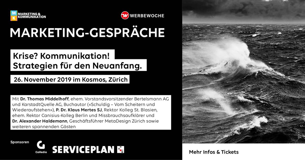 Krise und Neubeginn: Der ehemalige Spitzenmanager Thomas Middelhoff, der Jesuitenpater und Missbrauchsaufklärer Klaus Mertes und Branding-Experte Alexander Haldemann sprechen über den Mut zur Offenheit und die Rückgewinnung von Vertrauen.

Mehr Infos hier:buff.ly/2LYOtAl