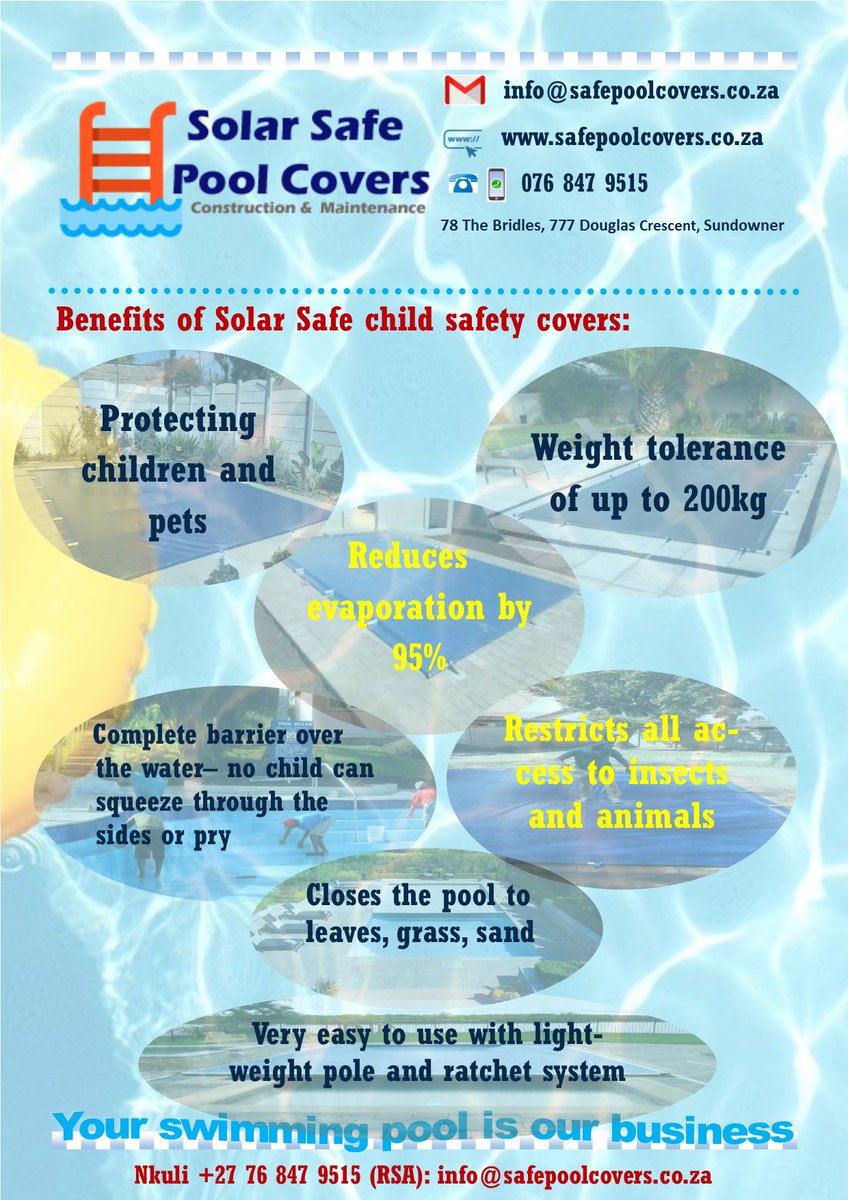 nkuliendlovu's tweet image. Its summer, its hot and your pool is losing water to evaporation. Get a pool cover or solar blanket. info@safepoolcovers.co.za 0768479515 #swimmingpoolcover #poolcover #childsafety