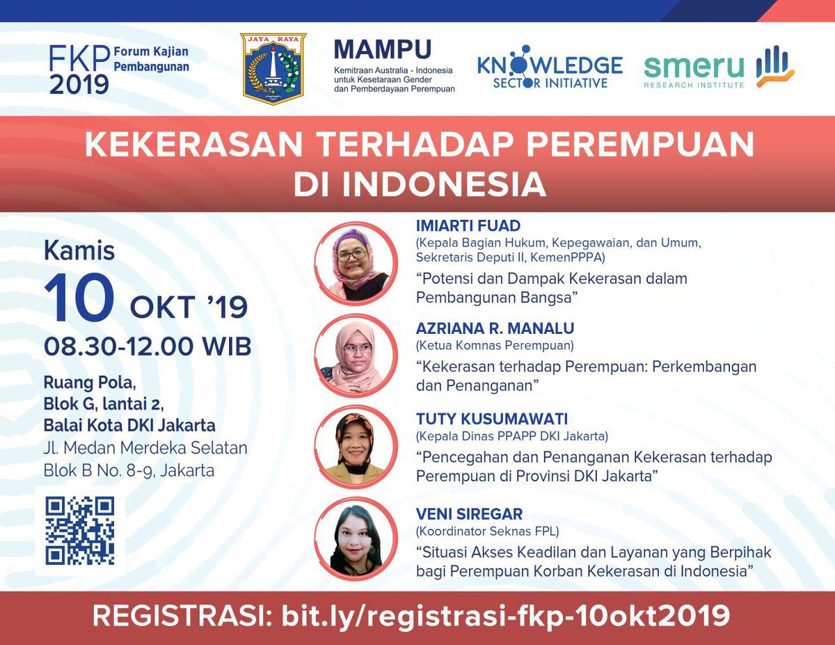 ProgramMAMPU's tweet photo. Esok di Balaikota Jakarta #ProgramMAMPU bersama #KomnasPerempuan, #FPL, #KemenPPA, dan Dinas PPAPP #Jakarta akan berbagi data dan cerita tentang "Kekerasan terhadap Perempuan di Indonesia. Yuk buruan daftar di https://t.co/j8AsHIp028 Tempat terbatas! https://t.co/l1TbUoVNYT