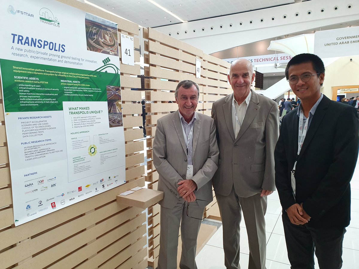 TASSONEMARC's tweet photo. #WRC2019 Abu Dhabi @TASSONEMARC #ifsttar presents #Transpolis a Mr Tung #LafargeHolcim ; @YvesKrattinger President and @DavidZambon CEO #IDRRIM https://t.co/OasmzXSvDT