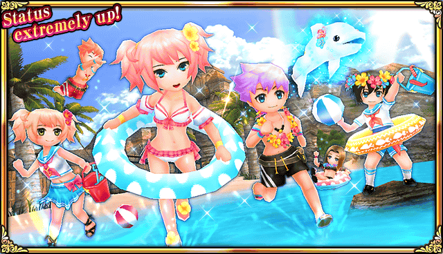 EKOReng's tweet photo. [Ends Today] [Swimwear Collection 2019]
The last chance to get lovely swimwear!
Burst skill [Fortune Echo★]
EXP and SKILL EXP +30%, Book Seal drop rate +25%
And item drop rate +10% for certain probability. https://t.co/giyKQLXO9B