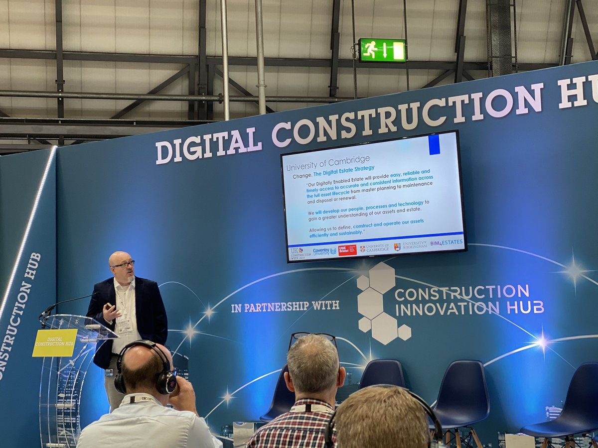 BIM4Estates's tweet photo. We are here at the #UKConstructionWeek! Welcome to out @BIM4Estates morning Breakfast Session at @UK_CW #UKCW2019  
#ChrisHinton from @UniCambridge @CambridgeCDBB is now speaking about University of Cambridge #BIM Implementation Progress #NEC #BIM4Estates https://t.co/nTFVVtmknP