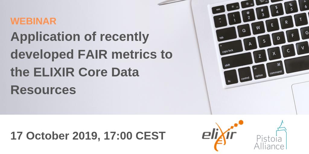 ELIXIREurope's tweet image. How do you measure #FAIRdata? In a joint @PistoiaAlliance-ELIXIR webinar,  @micheldumontier (@DTL_nl / ELIXIR Netherlands) will talk about applying FAIR metrics to ELIXIR #CoreDataResources. 17 Oct 2019, 5pm CEST Register now: buff.ly/2nsvWTz #FAIRdata