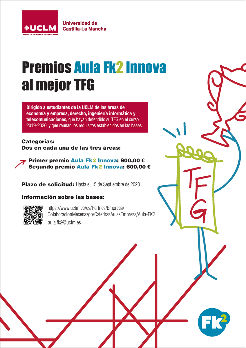 Uclm_Mar's tweet photo. Premio Aula Fk2 Innova al mejor TFG del curso 2019-2020. Más información
en: 
https://t.co/dc0UrIt6Jd https://t.co/AqM1lHQjYC