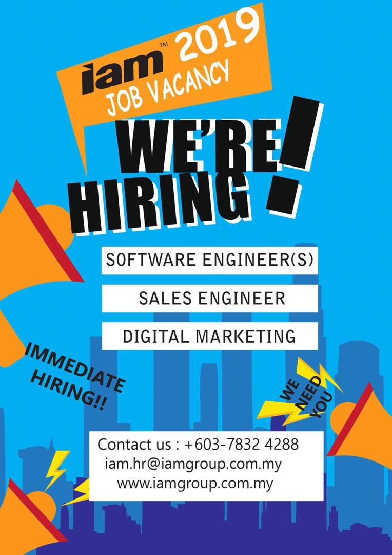 syafizayahya's tweet photo. Immediate hiring!!! 
Hi guys. 4 job positions available now. Send your resume to iam.hr@iamgroup.com.my

💰Salary : RM 2500 and above! 
👨🏻‍💻Software Engineer (s) 
👨🏻‍💻Sales Engineer
👨🏻‍💻 Digital Marketing Executive

tolong RT sebarkan rezeki 🕊 https://t.co/kYLbVFbwC7
