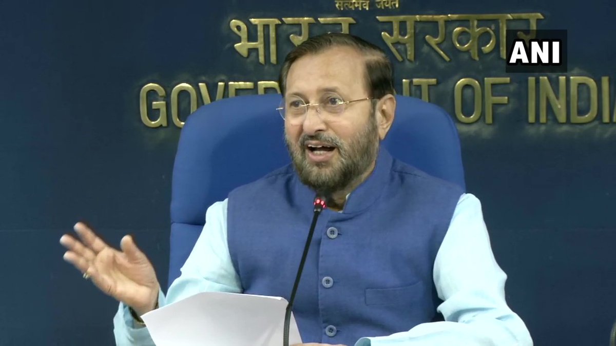 ANI's tweet photo. Union Minister Prakash Javadekar: Under leadership of Prime Minister Modi, several decision have been taken and good news for govt employees is that Dearness Allowance has been hiked by 5%. https://t.co/P08ZnEcDIC