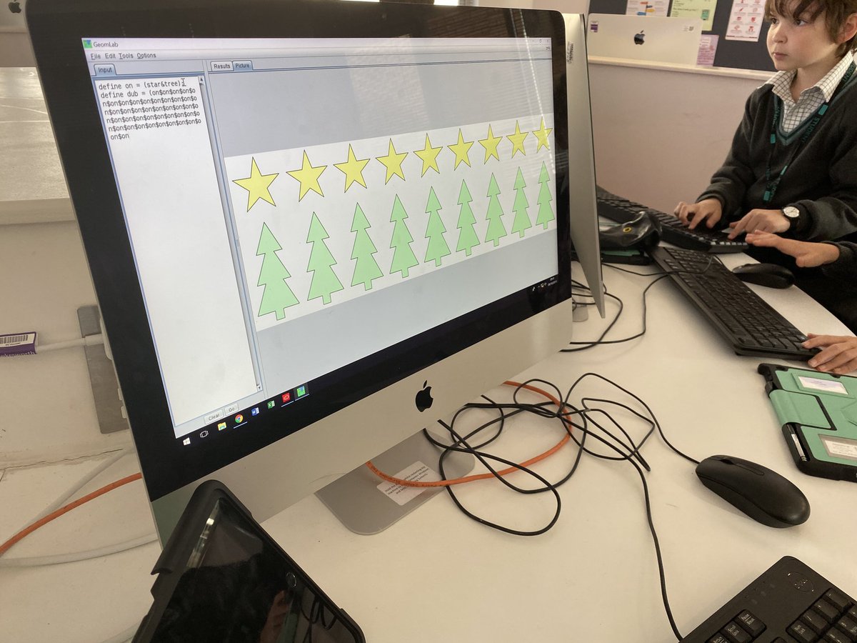 andykemp's tweet photo. Great #computing lesson this morning with Year7 making pictures using the recursive programming language #GeomLab as part of the #BigDraw #DigitalArt @SPFvisualart @SPFSeniors @SPFSchools https://t.co/Z2IWkfRMI4