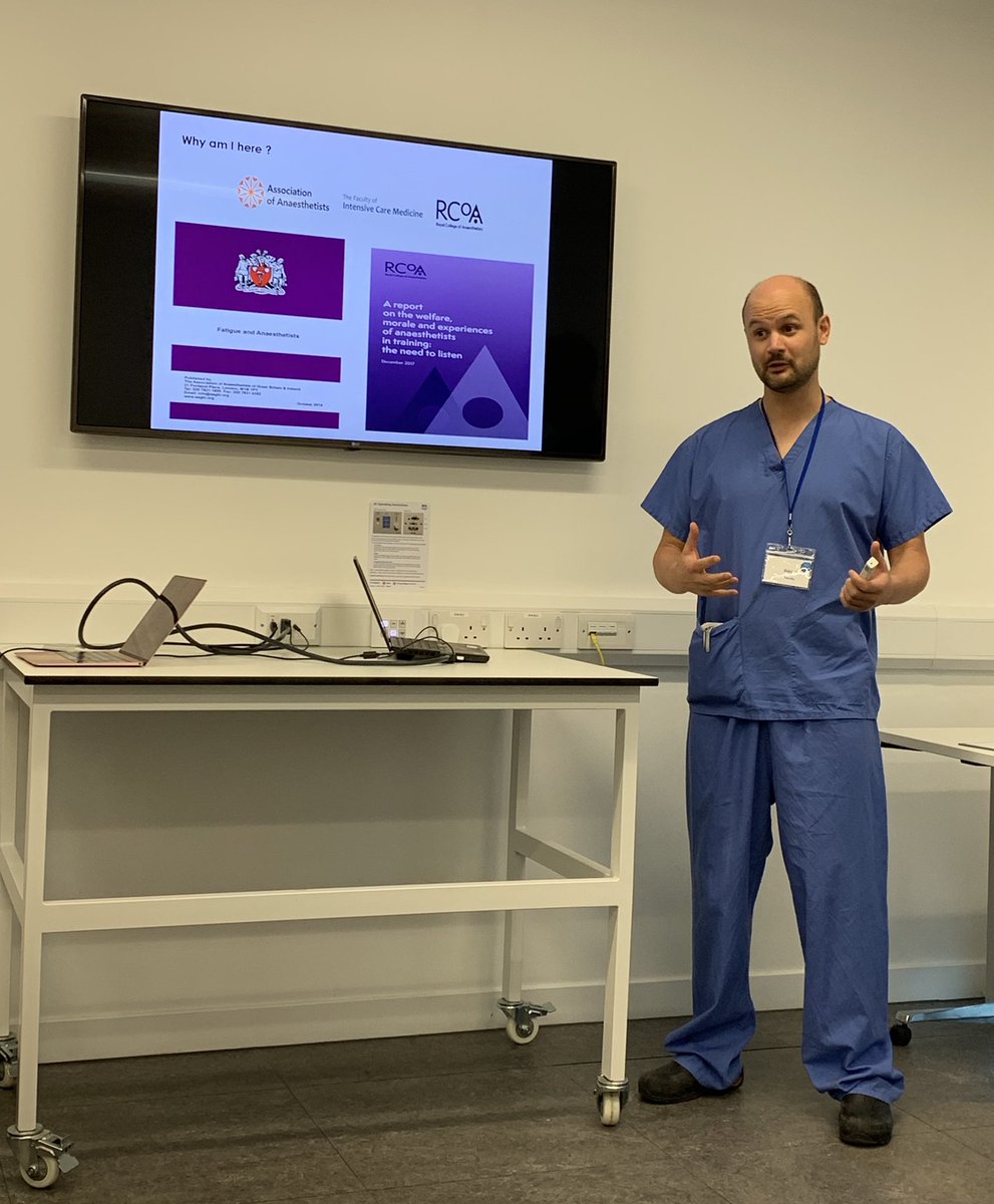 alysonwalkerRHC's tweet photo. Listening to @AlastairHurry talking about fatigue at the @GlaRetAnaes course. Such an important topic. Look after yourselves and your own health , especially after long shifts.
@deirdsconway @AAGBI_GAT @sarahj__smith @ozmonique https://t.co/44aKhfZrnj