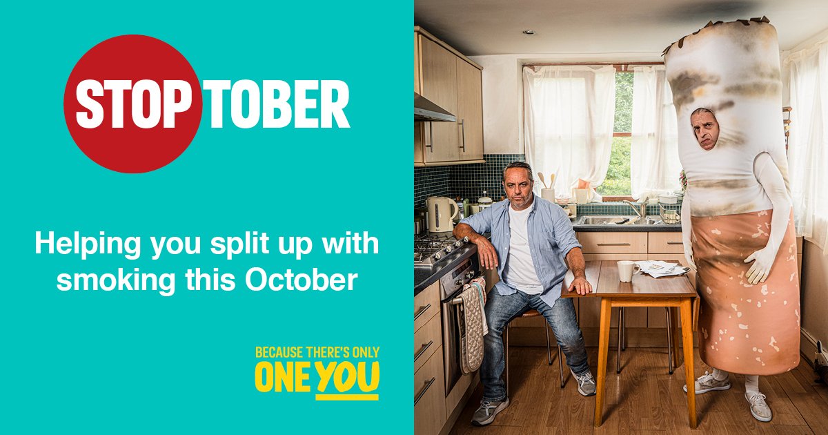 PHU_NHS's tweet photo. It’s not you, it’s them. And there's never been a better time to split up with smoking. Stoptober is here with a range of free quitting support. Visit https://t.co/JSJZ8Lujxe for more information. #SmokeFreePHT https://t.co/23T81seYU7