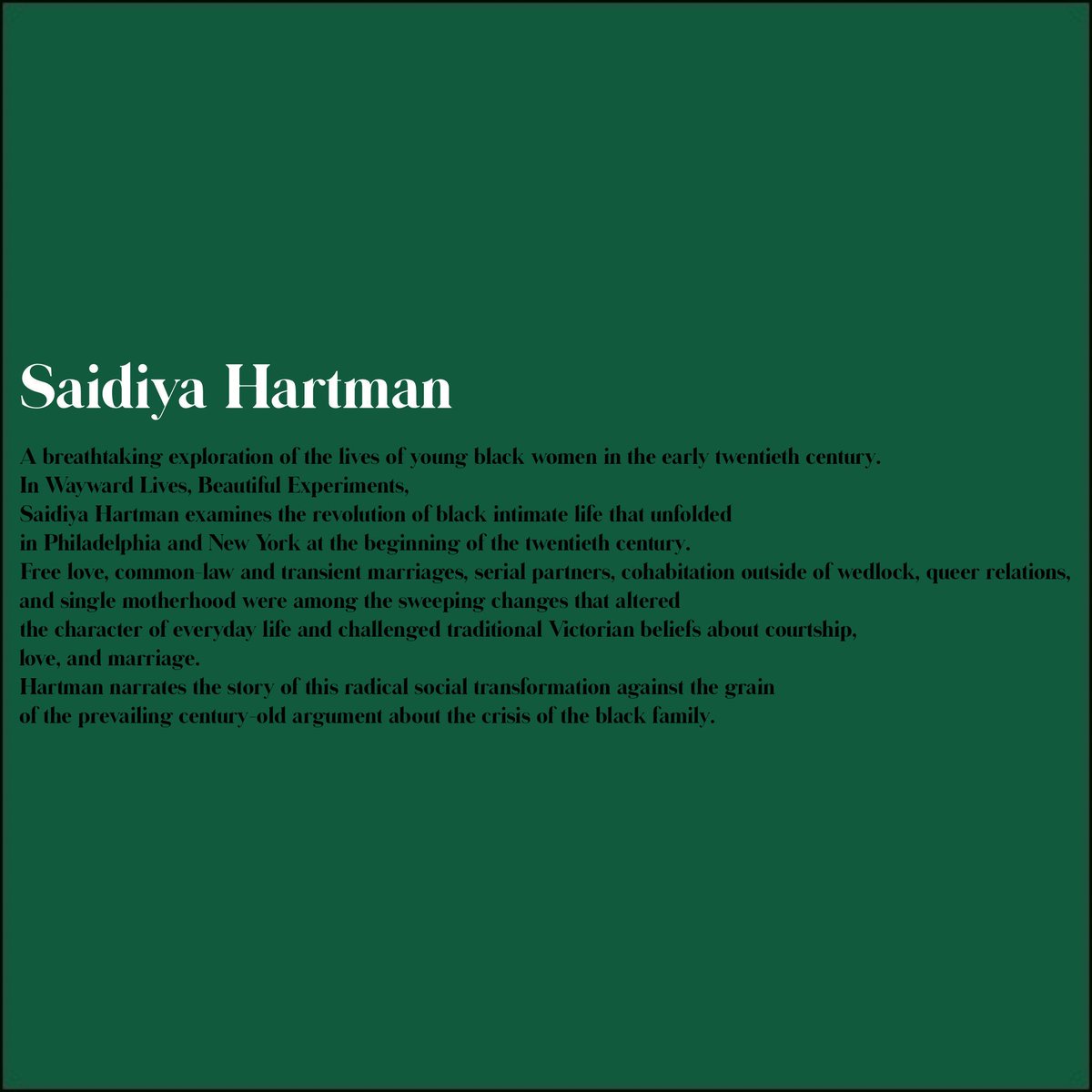 serpentstail's tweet photo. We're so excited that the brilliant @bg_bookclub is hosting *actual genius* Saidiya Hartman, author of #WaywardLivesBeautifulExperiments, next week!
Get your tickets: https://t.co/F3hYV4sCJU https://t.co/fi8dywJlR0