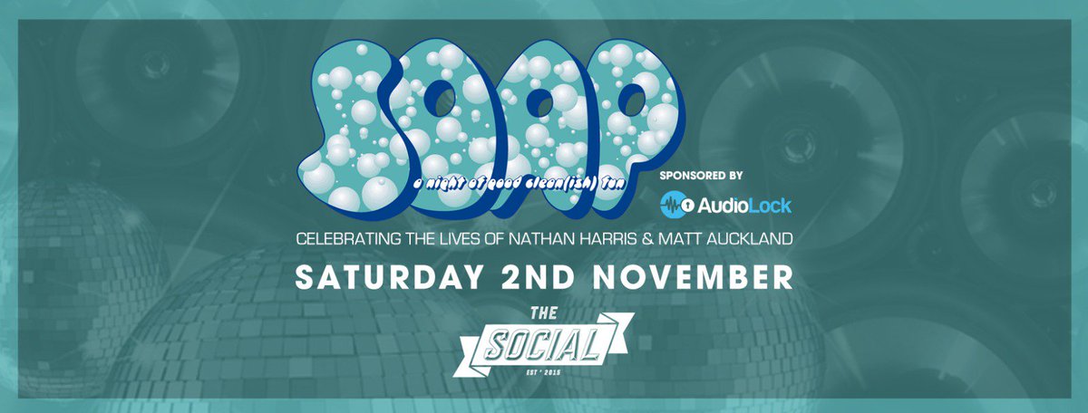 AudioLock's tweet image. We're sponsoring the one-off return of SOAP (a classic Southampton brand!) to celebrate the lives of Nathan Harris and Matt Auckland.

TICKETS: skiddle.com/e/13565850 🎟️