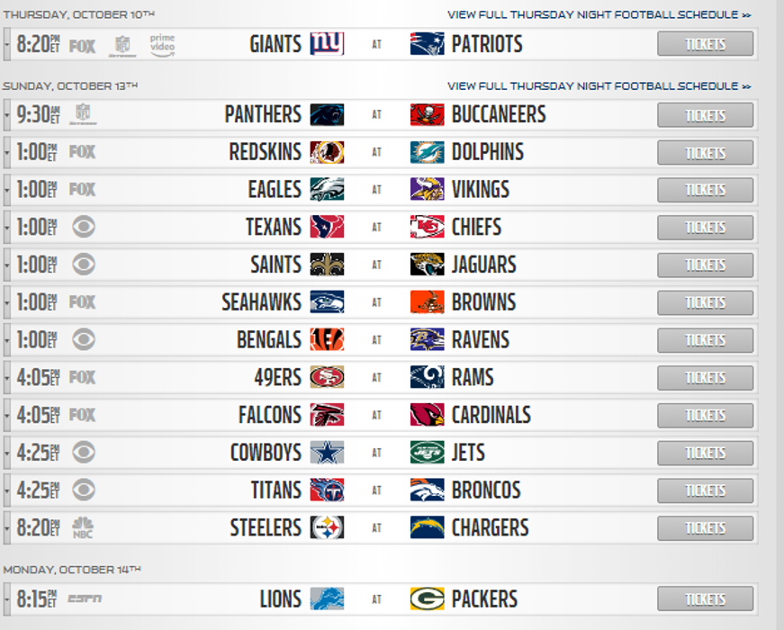 NflTurk's tweet photo. 6. haftanın maç programı; #NFL100 #Week6 https://t.co/jx0paSSuZj