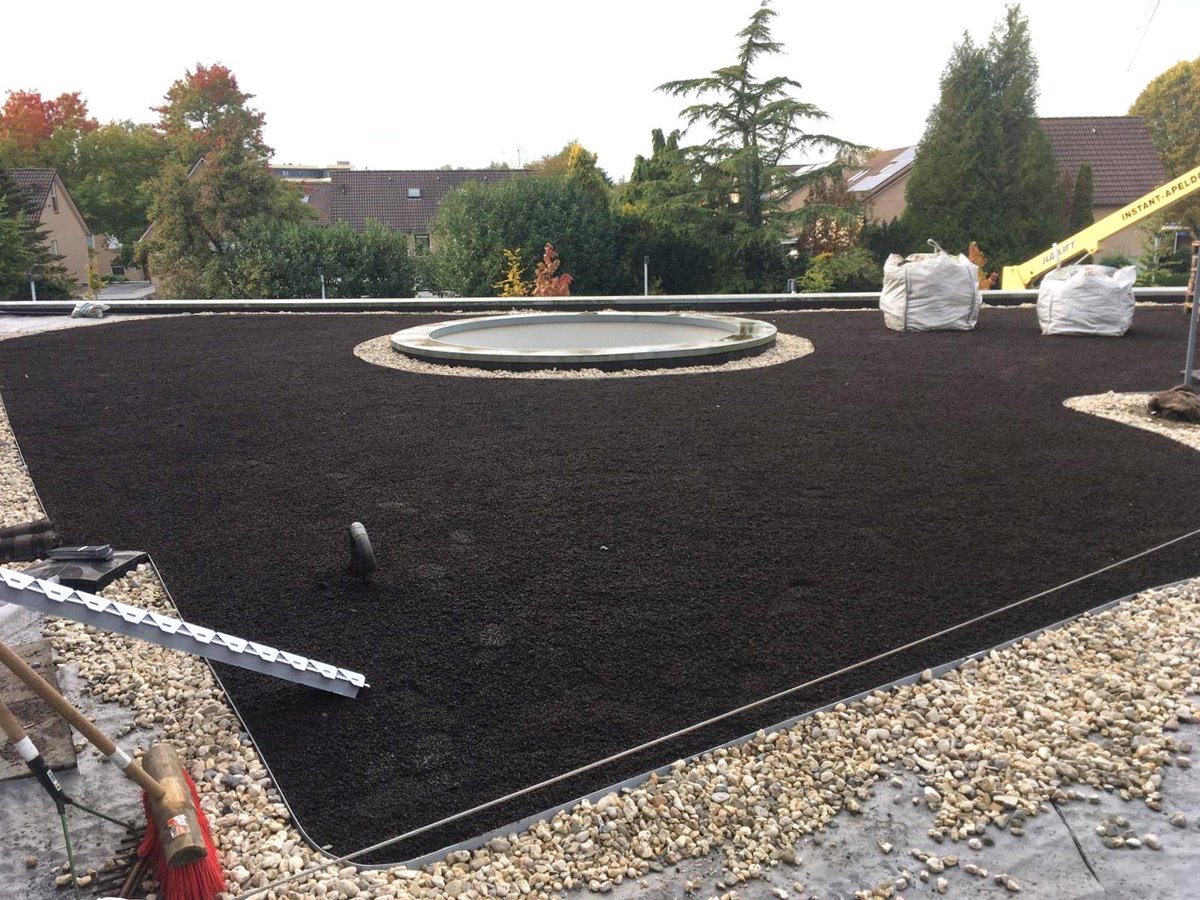 Sempergreen's tweet photo. De bewoners van appartementencomplex De Witte Wolken in Apeldoorn kunnen weer genieten van een prachtig groen uitzicht! Aanleg groendak door Luijendijk Hoveniers. #Sedum #groendak #Apeldoorn #installatie #hovenier #duurzaam #regenwaterbuffer #biodiversiteit #aanleg https://t.co/ik4Js4xZzv