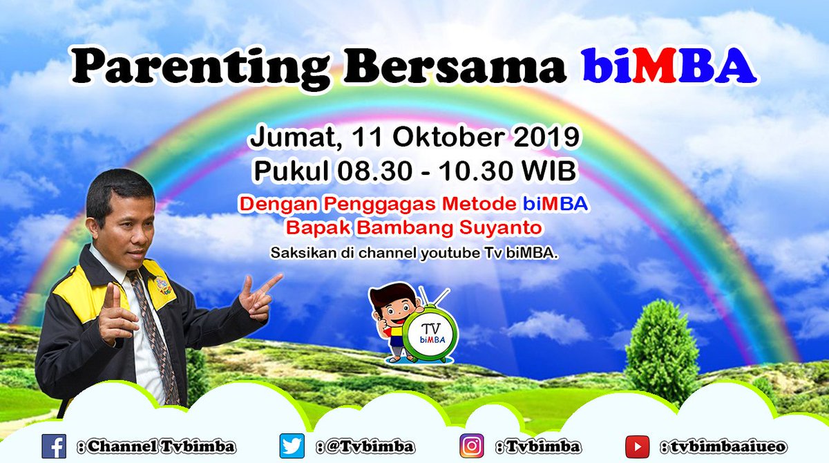 Sahabat biMBA, Jumat 11 Oktober nanti akan ada Parenting Bersama bIMBA loh, yang akan disiarkan langsung di channel youtube Tv biMBA.