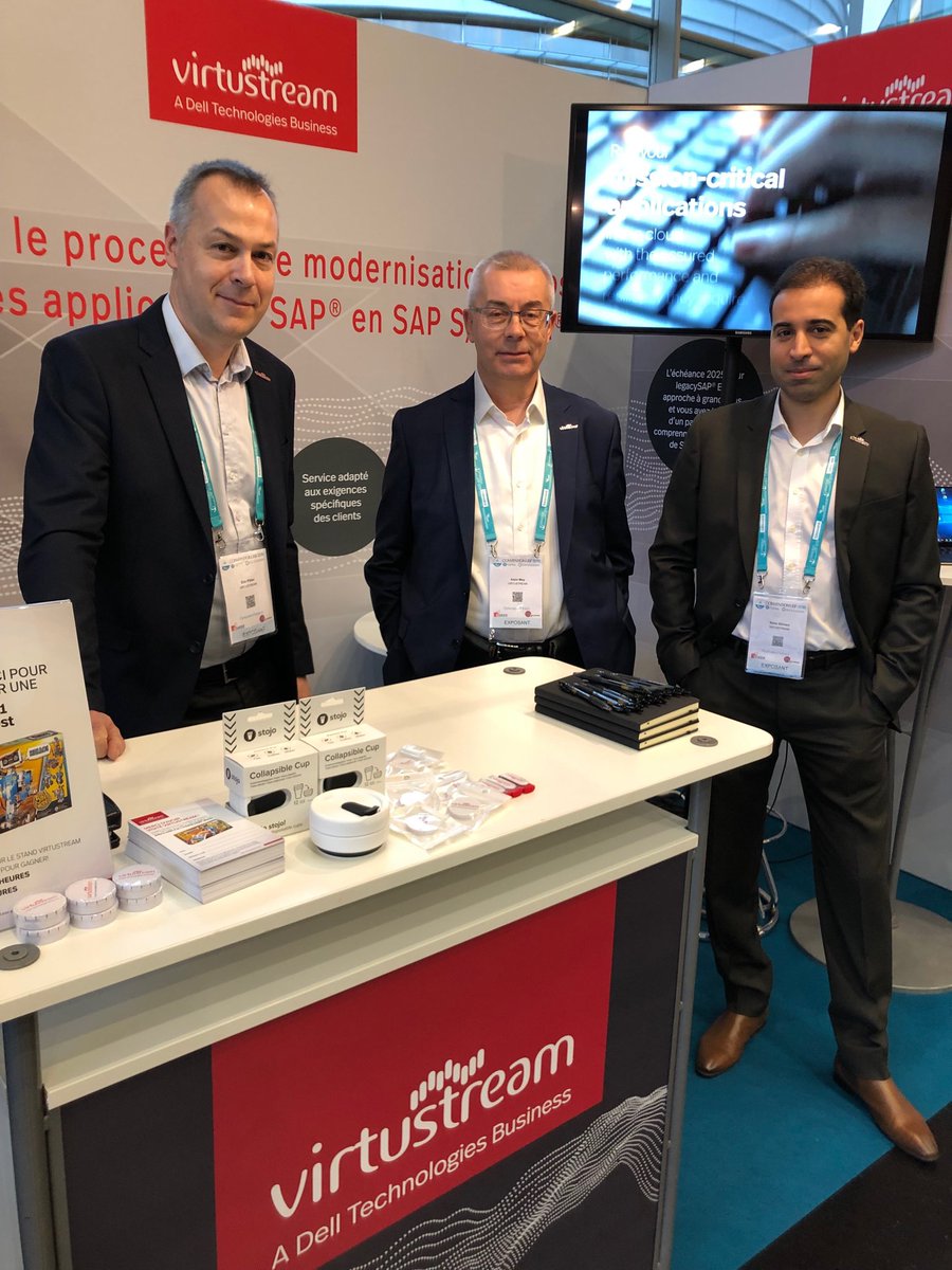 DamanthaS's tweet photo. There’s a lot to discuss at #ConventionUSF with the French ⁦@virtustream⁩ team - come visit us at Booth 18! https://t.co/fDUhYeXzZb