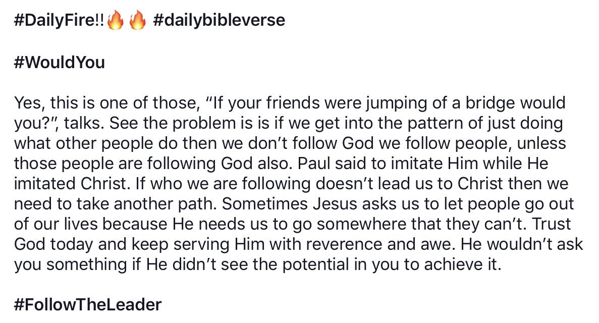 HndsNFeet's tweet image. #DailyFire!!🔥🔥 #dailybibleverse

#WouldYou

#FollowTheLeader