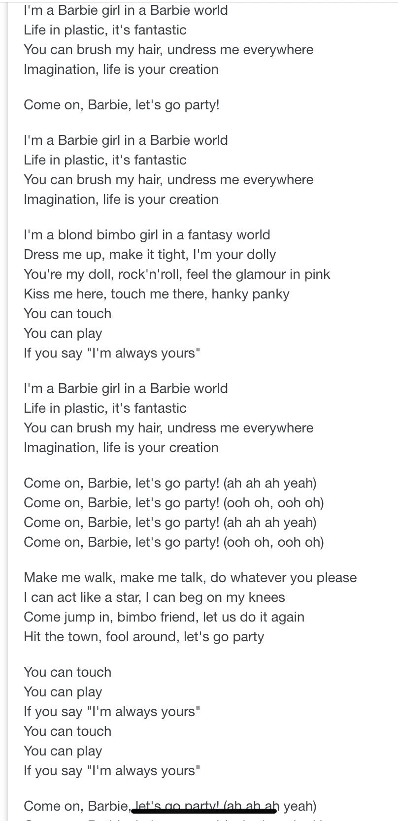 Rus текст. Barbie girl текст. Текст песни хей бейби герл. Барби герл текст. Текст песни гел.