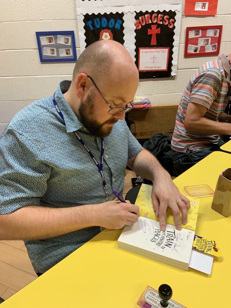 LizScottPR's tweet photo. The #GreatBrainRobbery tour continues @DeaneryPrimary this morning with a bunch of delightfully un-troll-like readers to welcome @petergbell. Massive thx to Chris & Alison from @BhamWaterstones https://t.co/vjjsslrwcR
