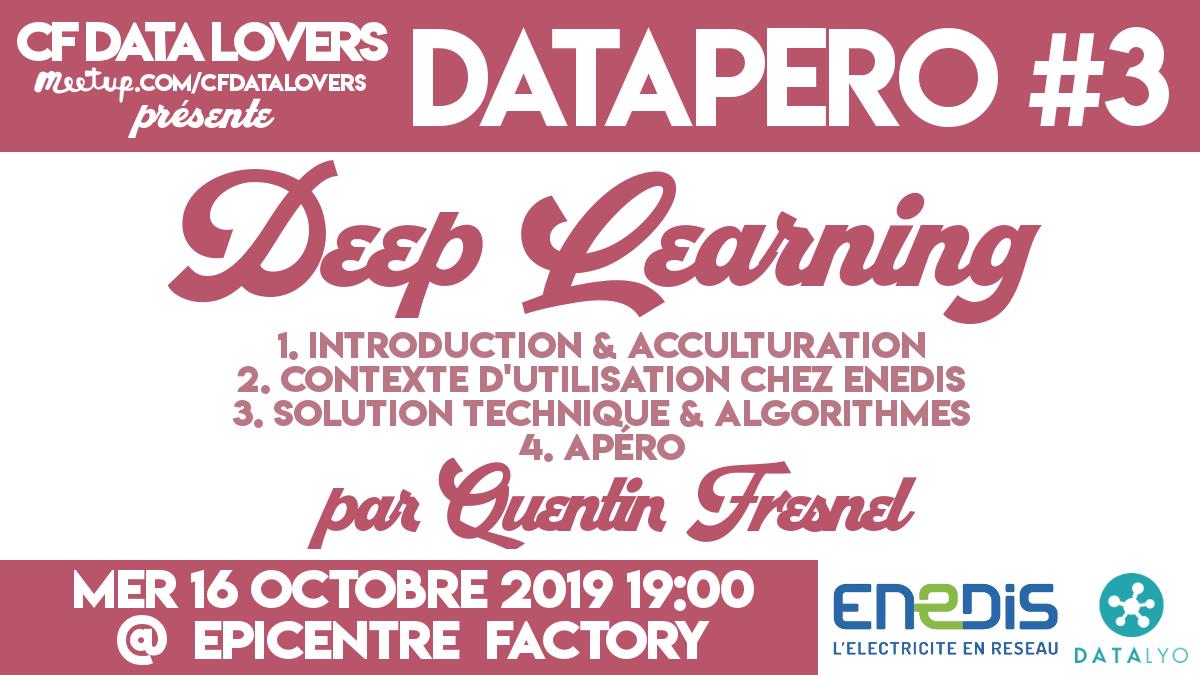 #DeepLearning pour le #DatApéro #3 : bit.ly/DatApero3 😃
Mercredi 16/10 à 19h <a href="/epicentrecowork/">EpicentreFactory</a> !
Venez nombreux les #DataLovers de #ClermontFerrand &amp; d'#Auvergne 😍