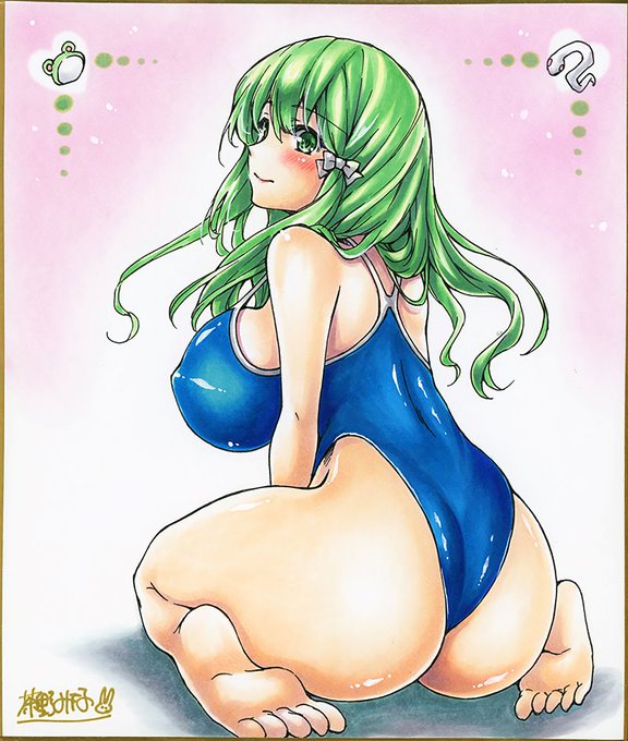 競泳水着早苗さん おしり。#東風谷早苗 