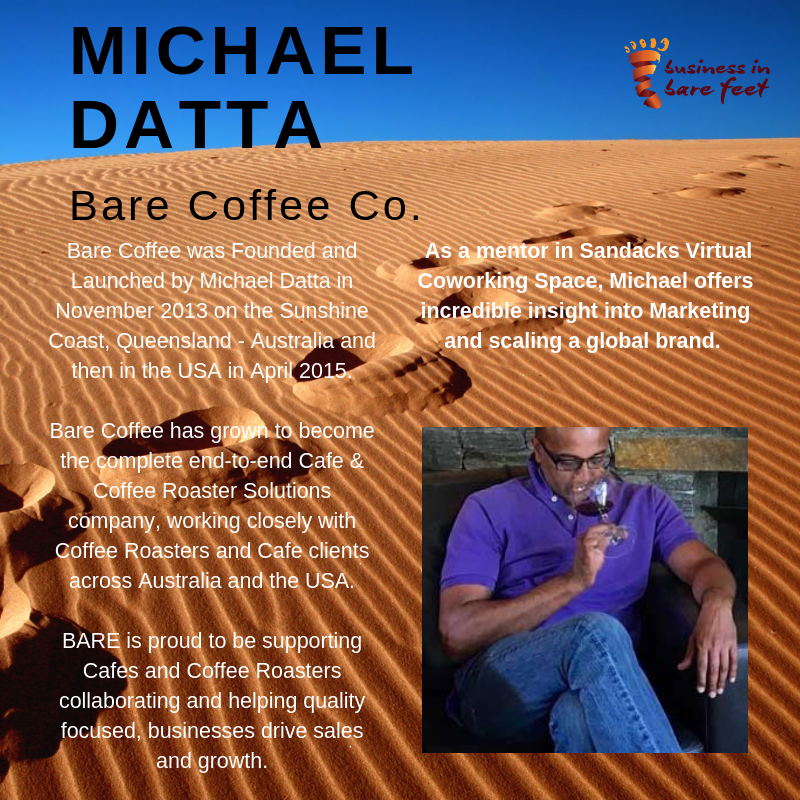 tinarawene's tweet photo. Introducing our global mentors at SandTracks Virtual Coworking Space. We are excited to present @michaeldatta  as a global mentor from @BareCoffeeCo #virtualcoworking #globalmentor #SandTracks #regional #startups https://t.co/1lZxz6rOfI