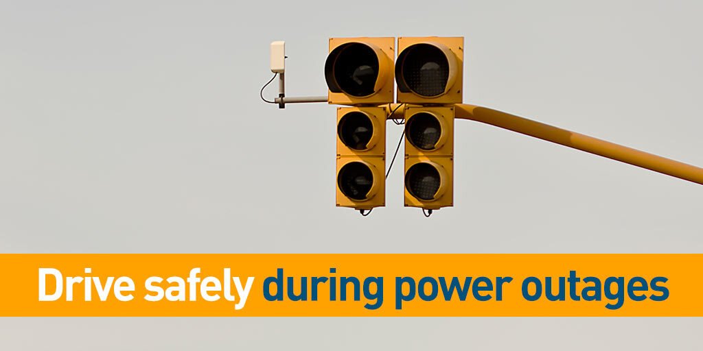 PGE4Me's tweet photo. During Public Safety Power Shutoffs, please treat all non-working intersections and signals as a four way stop sign. https://t.co/m6VaHTwiyZ