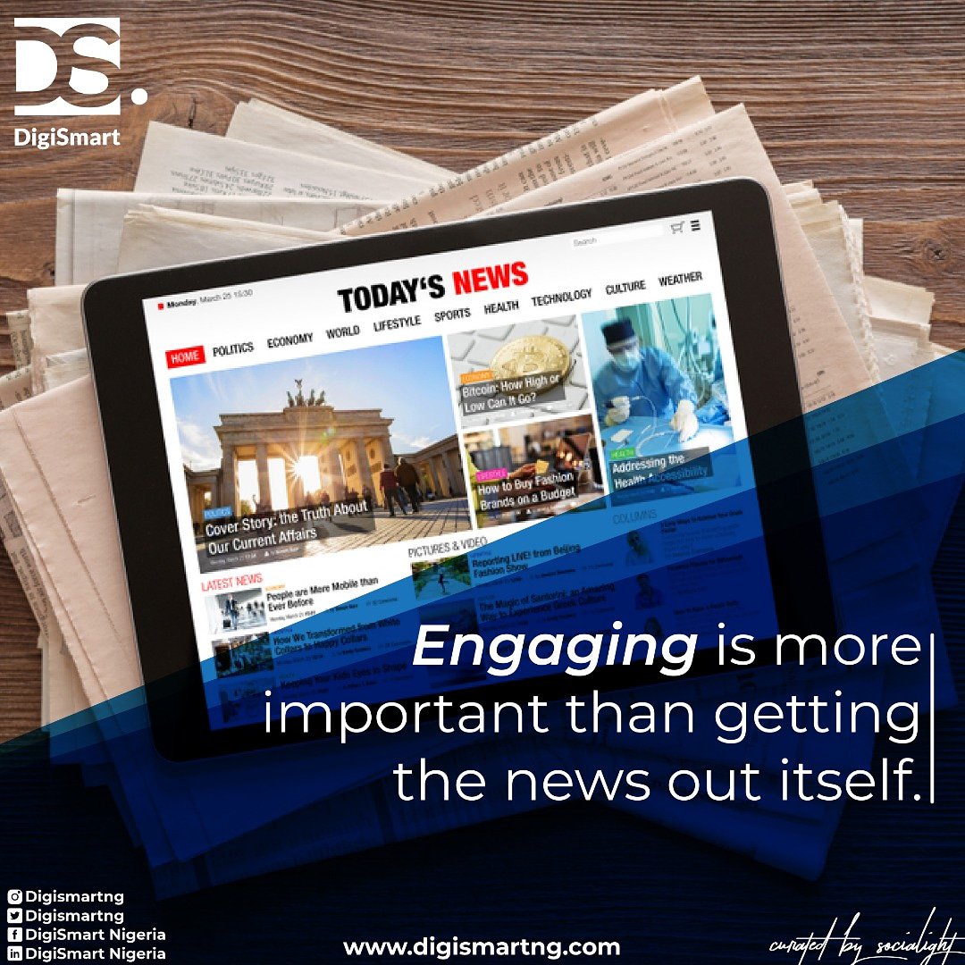DigismartAfrica's tweet photo. Who else would have loved if the only source of getting information is strictly on newspaper vendors? I believe it would have been boring. Technology is really making life easier for everyone.
#socialightng #digismartng #IAmDigiSmart #digismart4everyone #journalism https://t.co/fW3EeSKQOo