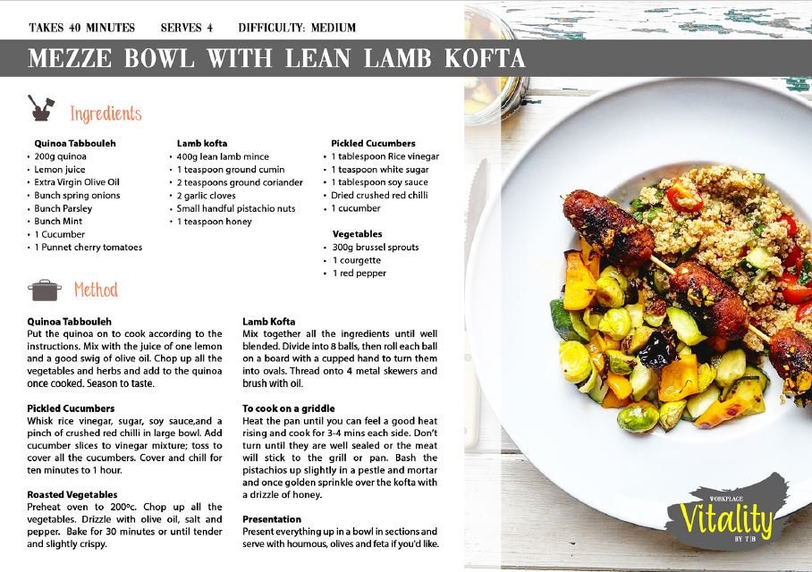 Check out one of the latest dishes from our #workplacevitality concept menu: The Mezze Bowl with Lean Lamb Kofta. 

#Recipes #Food #CorporateDining