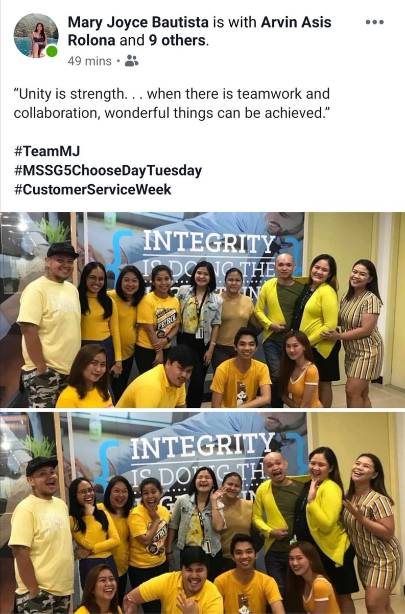 camcgallo's tweet photo. Our Awesome Coaches and Team MJ celebrating #CSW2019 in their chosen Team Colors today! #MSSG5ChooseDayTuesday
Happy Customer Service Week Guys! https://t.co/eXjuf1pRbM