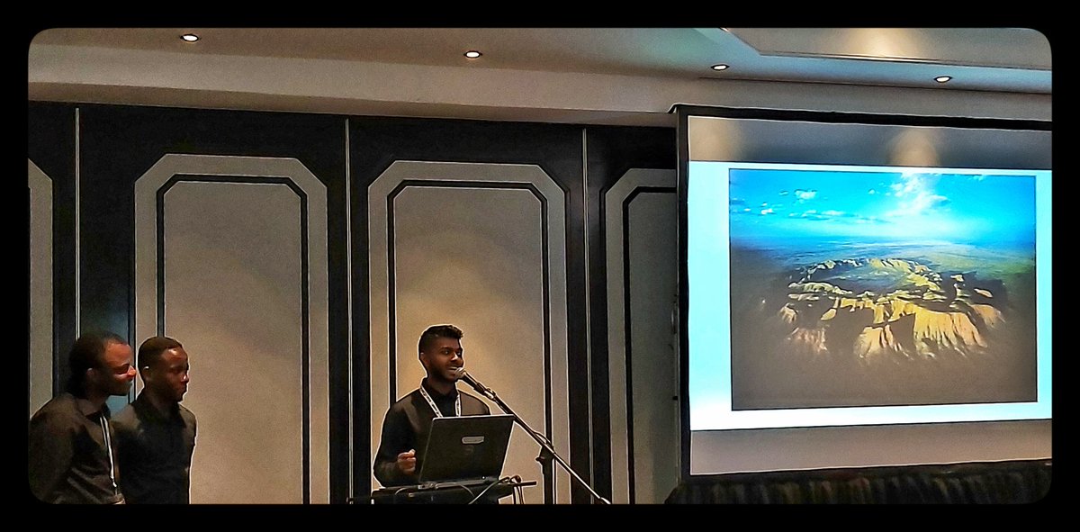 ReeceZA's tweet photo. @WitsGeos presenting works conducted AT @SAGA_1977 #Vredefort #geophysical #testsite during their recent #AfricaArray field school led by the ever passionate @GeophysicsWebb to the delegation of #16SAGA2019

WELL DONE GENTS! let's get these data into the #OpenData database! https://t.co/MimXIwCHLp