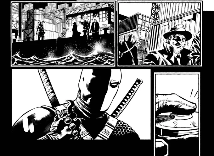 More Deathstroke action from DC Villains Giant. My inks over Dani Sampere's awesome pencils, words by the one and only Tom Taylor! 
