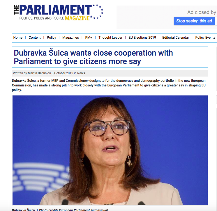 “Civil society organisations have tried and tested ways to ensure effective participation by citizens. We look forward to sharing these with new commissioner and working together to make #FutureofEurope conf. a success.” <a href="/rogercasale/">Roger Casale FRSA</a> <a href="/EUsPeoplesForum/">EU's People's Forum</a> 

theparliamentmagazine.eu/articles/news/…