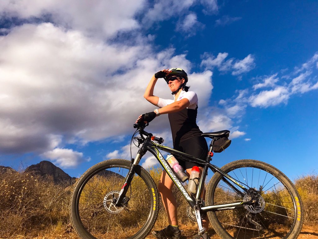 On Friday it is #Biketowork day. Combat congestion and  bike to work, even on your MTB, like local cyclist Stephanie du Plessis. #cycleStellenbosch @StellenboschUni @OpenStreetsCT