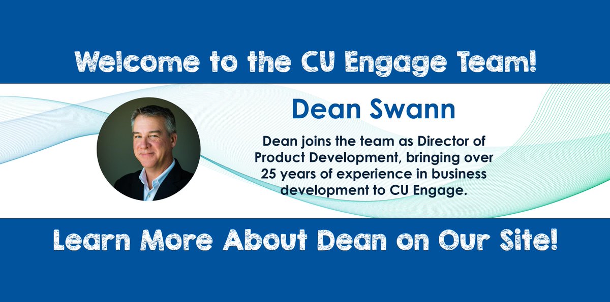 engage_fi_'s tweet photo. CU Engage is proud to welcome Dean Swann to the CU Engage family! Dean is our new Director of Product Development. Learn more about Dean here: https://t.co/4ZuGKtUdqN
#cuengage #newhire #productdevelopment #team https://t.co/GLYlnUB2HA