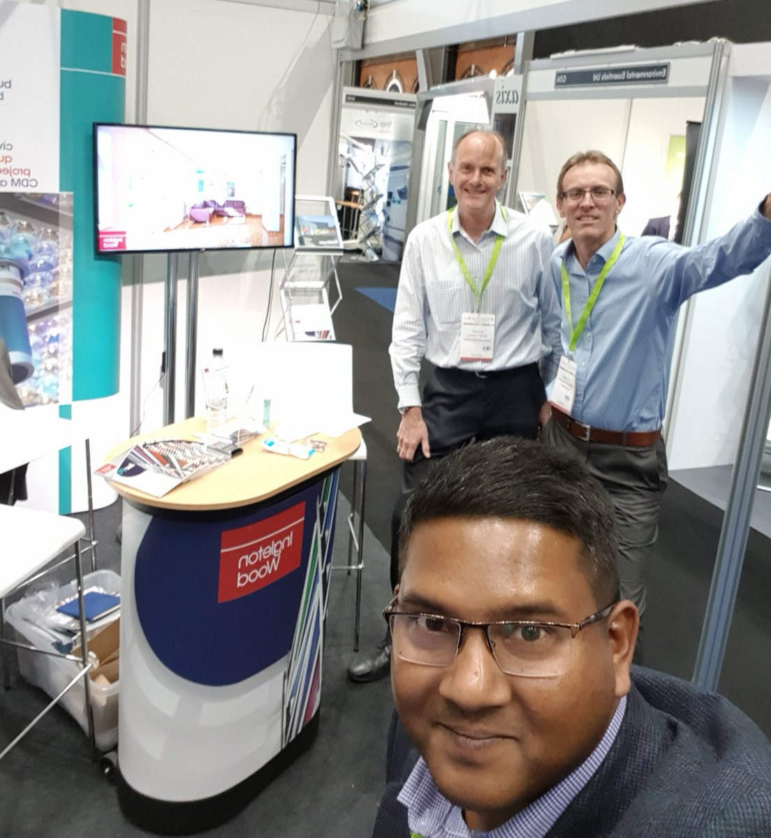 IngletonWood's tweet photo. Day 2's in full swing at the #Healthcare Estates Conference at #Manchester Central! #Selfie with an @IngletonWood Partner, a Senior #BuildingServices Engineer and @IWMartindales Director! #Event @HCEstates #HCEstates #HCE2019 @mcr_central #Health #BuildingSurveying #Architecture https://t.co/kD76RGgyGG
