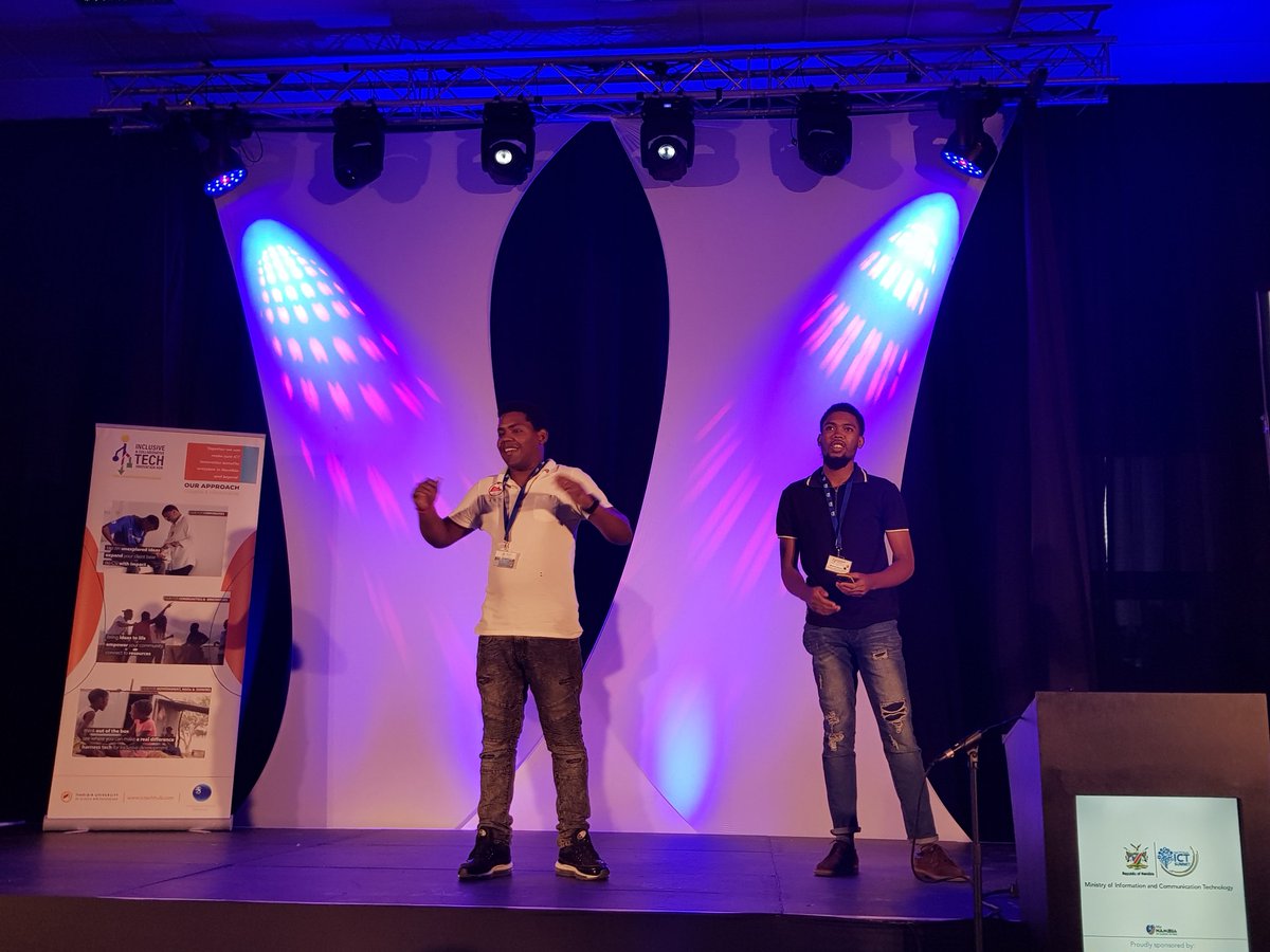 tech_namibia's tweet photo. @Est_App pitching in our Tech Idols competition at @ictsummitnam. Applause to the arty video they developed in just 1.5days. https://t.co/9NTbW0rQa3