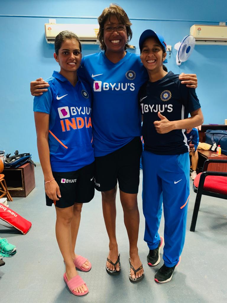 JhulanG10's tweet photo. Well done Priya on a match-winning knock on debut, and Jemimah on your second ODI fifty! A clinical performance from the team, these two in particular. Proud. @BCCIWomen @JemiRodrigues 🇮🇳 #INDvSA https://t.co/5vBqxHfpKf