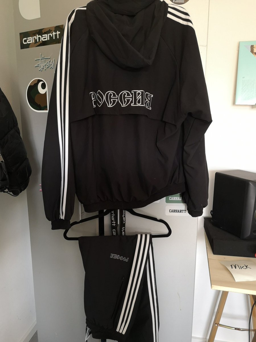 micksmit_'s tweet photo. WTS Gosha x adidas woven tracksuit aw18. Retail was 250 euro, pm offers... Condition 10/10 https://t.co/kLeLL70r11