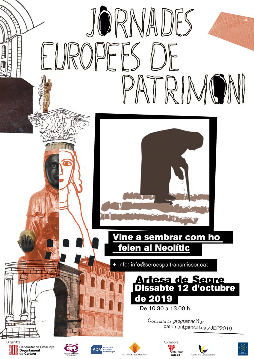 patrimonigencat's tweet photo. 👨‍🌾 Aquestes #JEP2019 sembraràs tal com ho feien al Neolític! Plantarem espelta petita al @SeroEspaiTransm utilitzant els mètodes i eines d'aquest període i pintarem a escala real les estàtues-menhir. T'hi apuntes? 👉 https://t.co/P9dL2dICF7 @museunoguera https://t.co/YL1SdVW3dc