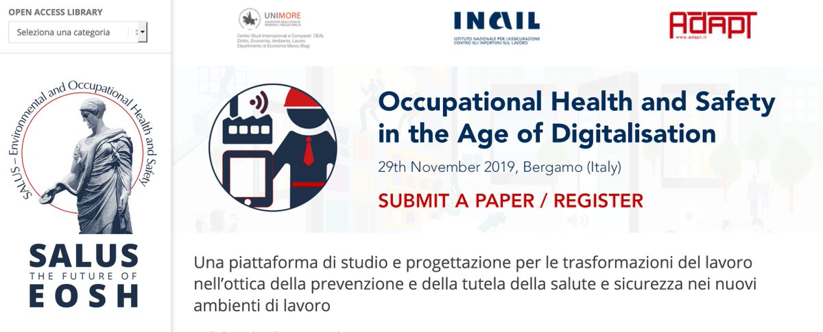 SilviaSpattini's tweet photo. #Bergamo #29Novembre
Prossimo workshop sulla ricerca #bric2018 @inail_gov @ADAPT_EOSH @DEALunimore #EOSH #Salus
Occupational Health and Safety in the Age of Digitalisation
->Call for paper https://t.co/1yuKj7KxyO https://t.co/RxrLPByo9n