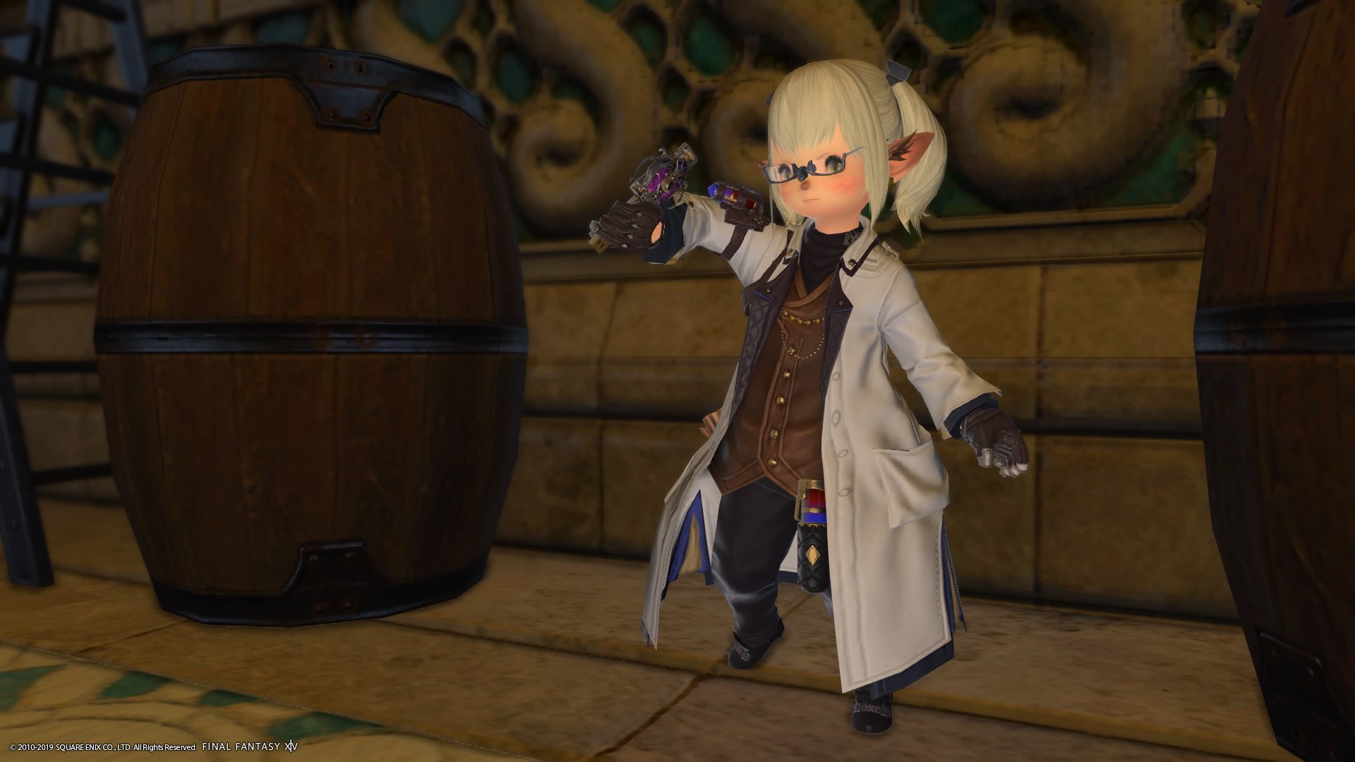 ট ইট র るるた るた Ff14 Asura鯖 Mhwi クラフター白貨幣装備第二弾 錬金術師 白衣を着るとどこかの某ラボで電話レンジ 仮 でも弄ってそうな感じですねw Ps4share