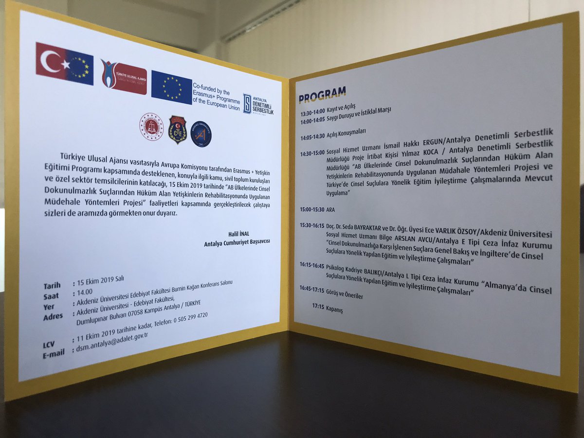 CEUPA_ANTALYA's tweet photo. Valiliğimiz desteğiyle hazırlanıp 2019’da uygulanan, AB ülkelerinde cinsel dokunulmazlık suçlarından hüküm alan yetişkinlerin rehabilitasyonunda uygulanan yöntemlerin incelenmesi ve transferi konulu #Erasmus+ projesi kapsamında #Antalya’da çalıştay düzenleniyor. https://t.co/SXkph8TQ7r