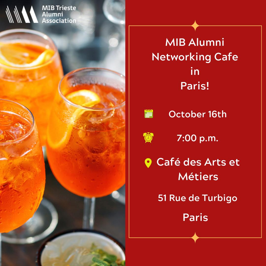 MIBAlumni's tweet photo. 🍹 AUTUMN NETWORKING CAFE
Dear #MIBAlumni & Friends,
it's time to start again our #networkingcafe appointments!
The first autumn meeting is organized by the PARIS 🇫🇷 CHAPTER, so for those who will be in "la Ville Lumière" next week, #SaveTheDate!
...à bientôt à Paris #mibspirit https://t.co/QjkcOqtSSc