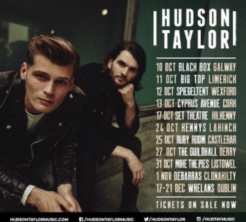 White Horse Sessions (@whitehorsesessh) on Twitter photo Don’t miss your chance to see <a href="/HudsonTaylor/">Hudson Taylor</a> live <a href="/KennysLahinch/">Kenny's Bar, Lahinch</a> on Oct 24th!! Get your tickets here eventgen.ie/hudson-taylor #livemusic #irishmusicparty #imro #surfcity #WildAtlanticWay Don’t miss your chance to see <a href="/HudsonTaylor/">Hudson Taylor</a> live <a href="/KennysLahinch/">Kenny's Bar, Lahinch</a> on Oct 24th!! Get your tickets here eventgen.ie/hudson-taylor #livemusic #irishmusicparty #imro #surfcity #WildAtlanticWay
