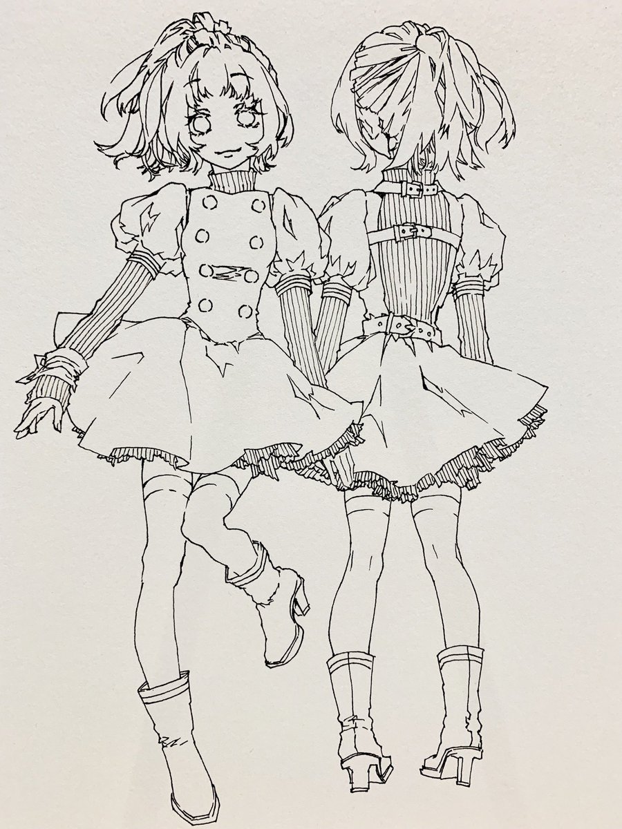 リブ素材で服考えたい!とお絵描きしてる…さりげなく線の入ったお洋服