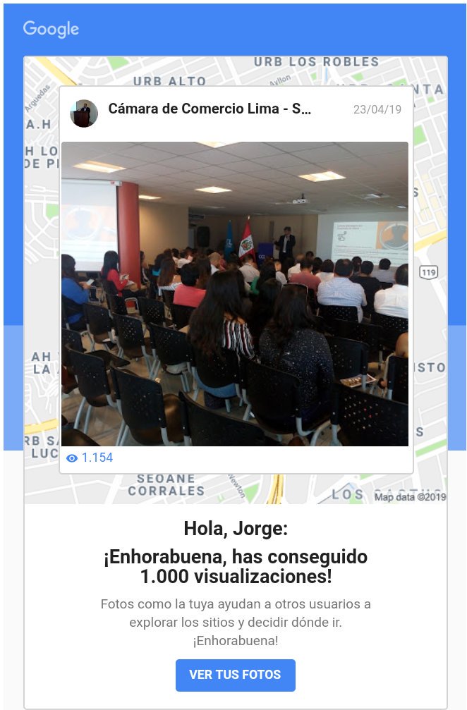 bullyingperu's tweet photo. Hoy recibí está notificación de Google sobre una foto que le tomé a @EMONTEC  en una de las tantas conferencias que hemos dictado juntos en la CCL. Feliz Cumple Che! https://t.co/pB8XyAqVOb