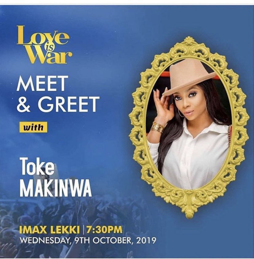 Who wants a chance to hang with <a href="/tokemakinwa/">Toke makinwa</a>? Well you can today at <a href="/filmhouselekki/">Filmhouse Food and Drink</a> &amp; 7:30pm is the time. So come on through to hang with her and also watch <a href="/tokemakinwa/">Toke makinwa</a> in #loveiswar the movie on the big screen. .
.
.

Follow <a href="/filmhouselekki/">Filmhouse Food and Drink</a> for more 
#filmhouselekki #filmhouse